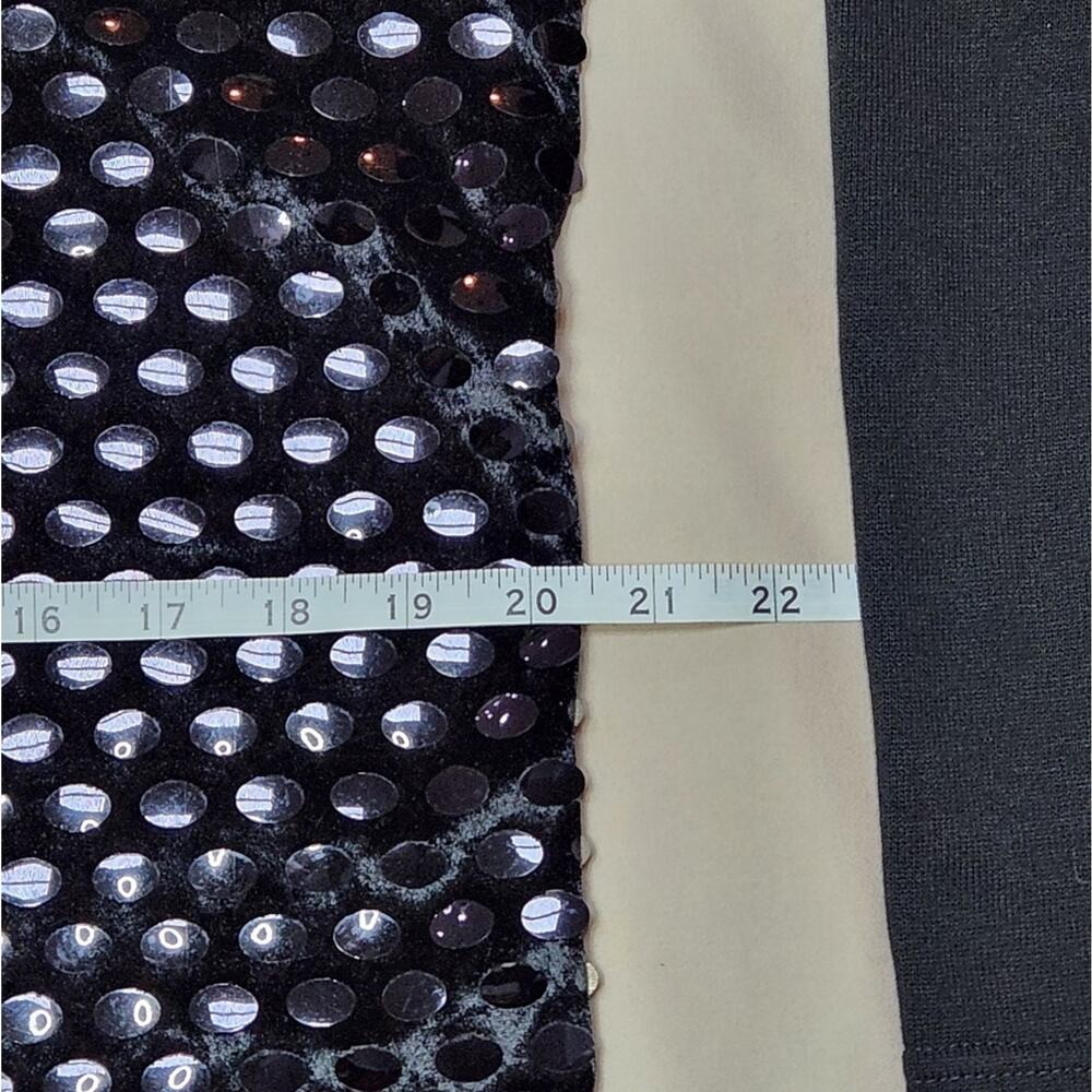 Rectangle Blanc Paris Vintage Black Cardigan Velvet Sequin Sweater Medium - Picture 9 of 12